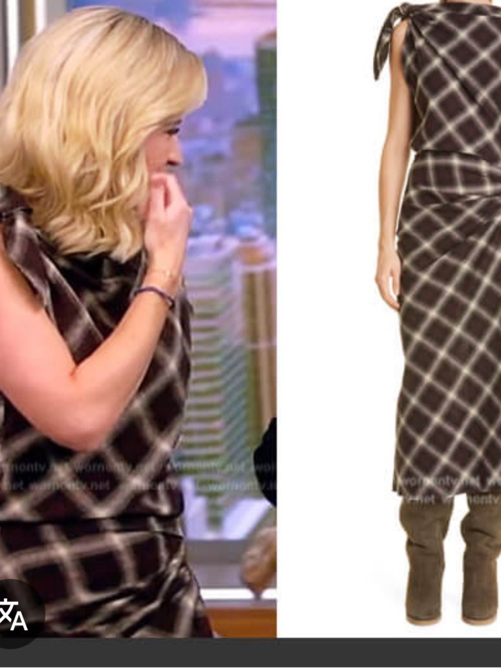 Isabel Marant Naerys Black and Cream Plaid Midi Dress with Shoulder Bow Sz36 - Picture 2 of 11